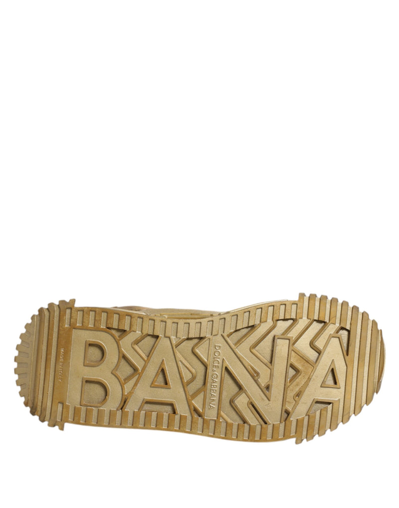 Dolce & Gabbana Gold Stretch Lace Up NS1 Sneakers