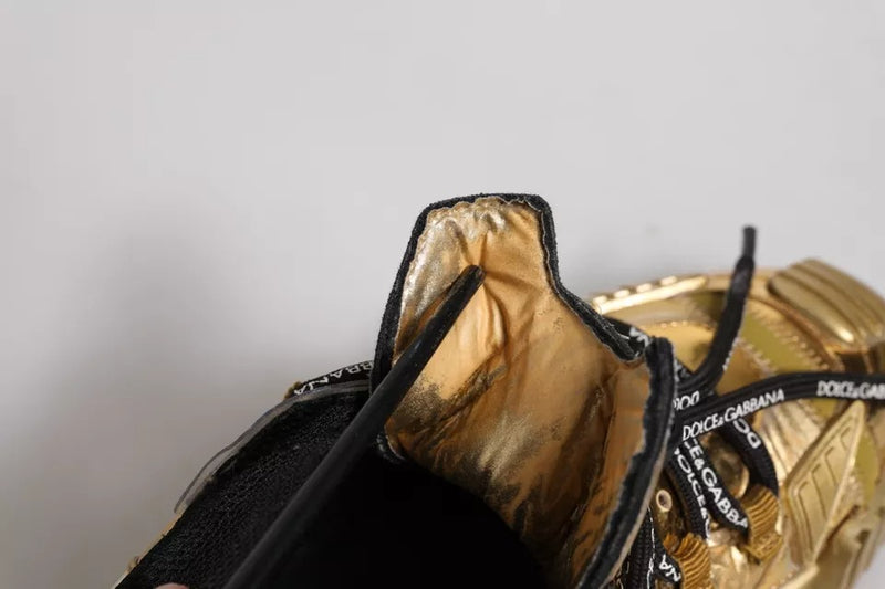 Dolce & Gabbana Gold Stretch Lace Up NS1 Sneakers