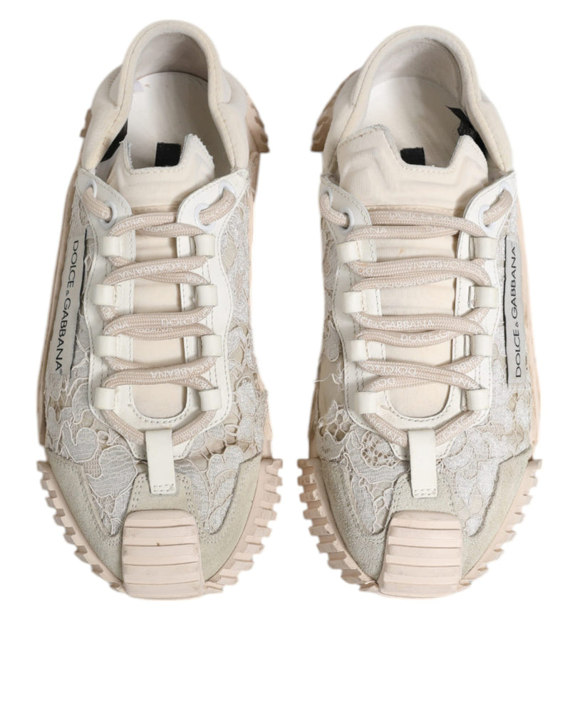 Dolce & Gabbana White Lace NS1 Low Top Sneakers