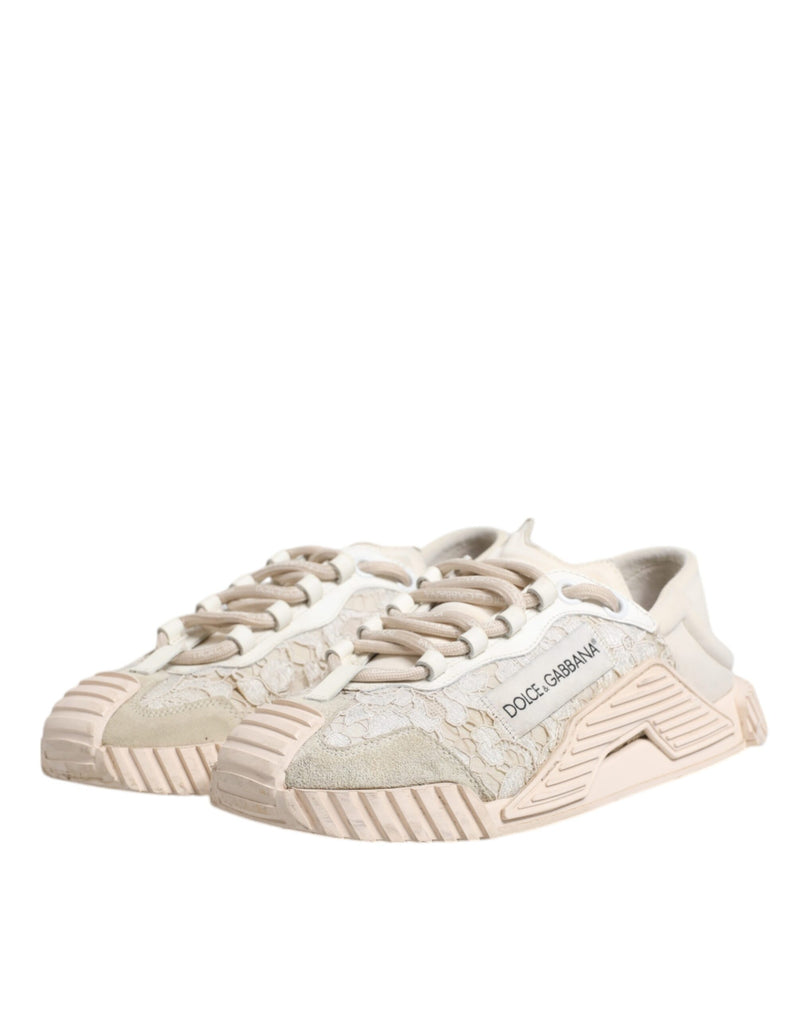 Dolce & Gabbana White Lace NS1 Low Top Sneakers