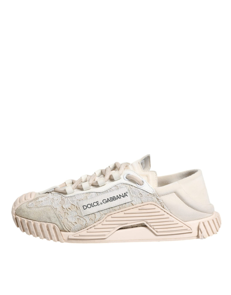 Dolce & Gabbana White Lace NS1 Low Top Sneakers