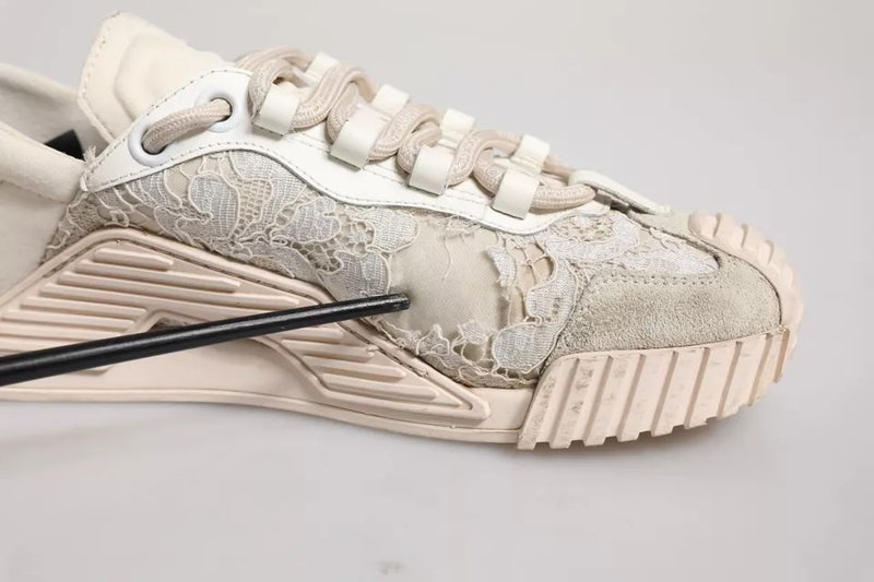 Dolce & Gabbana White Lace NS1 Low Top Sneakers