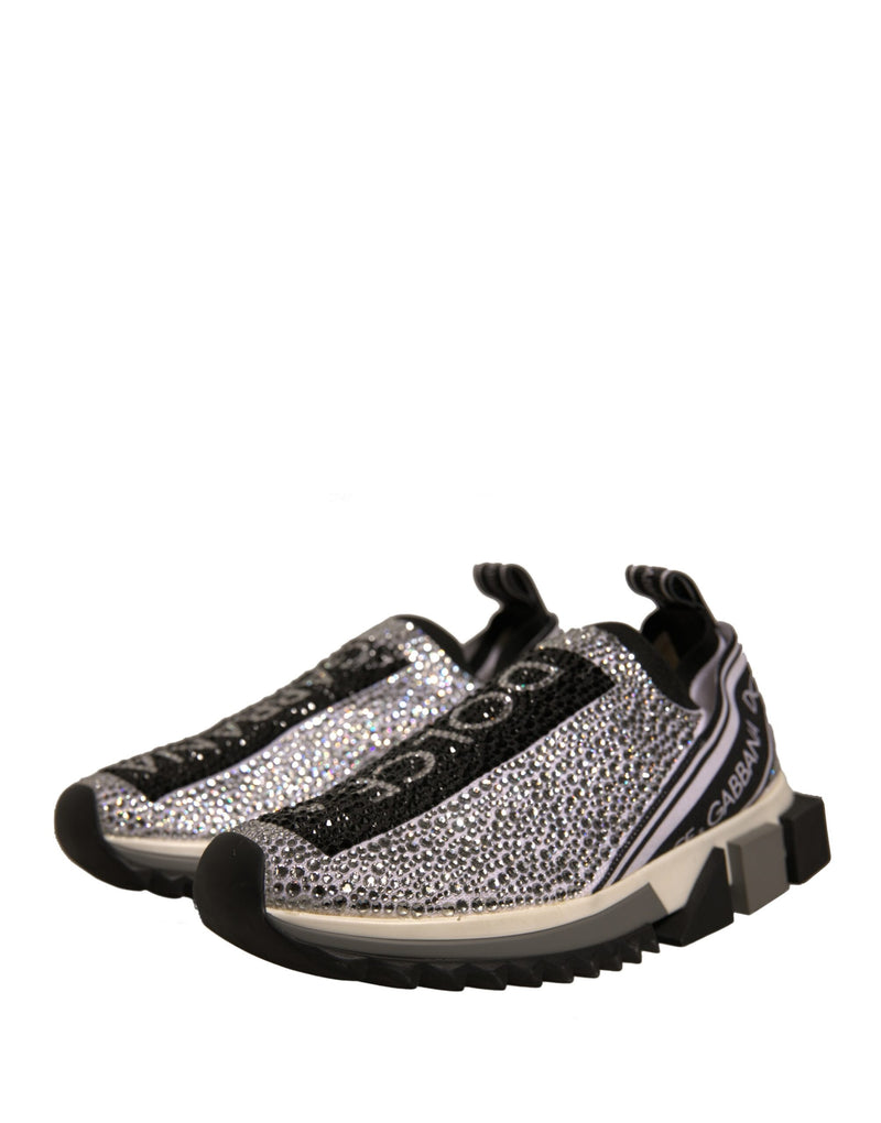 Dolce & Gabbana Sorrento Sneakers avec Strass Argentés