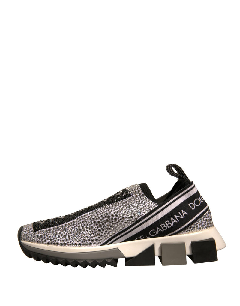 Dolce & Gabbana Sorrento Sneakers avec Strass Argentés