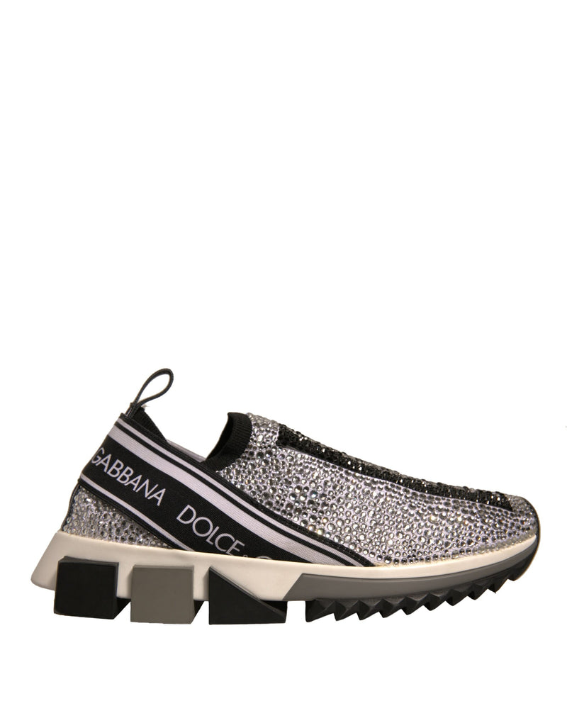 Dolce & Gabbana Sorrento Sneakers avec Strass Argentés