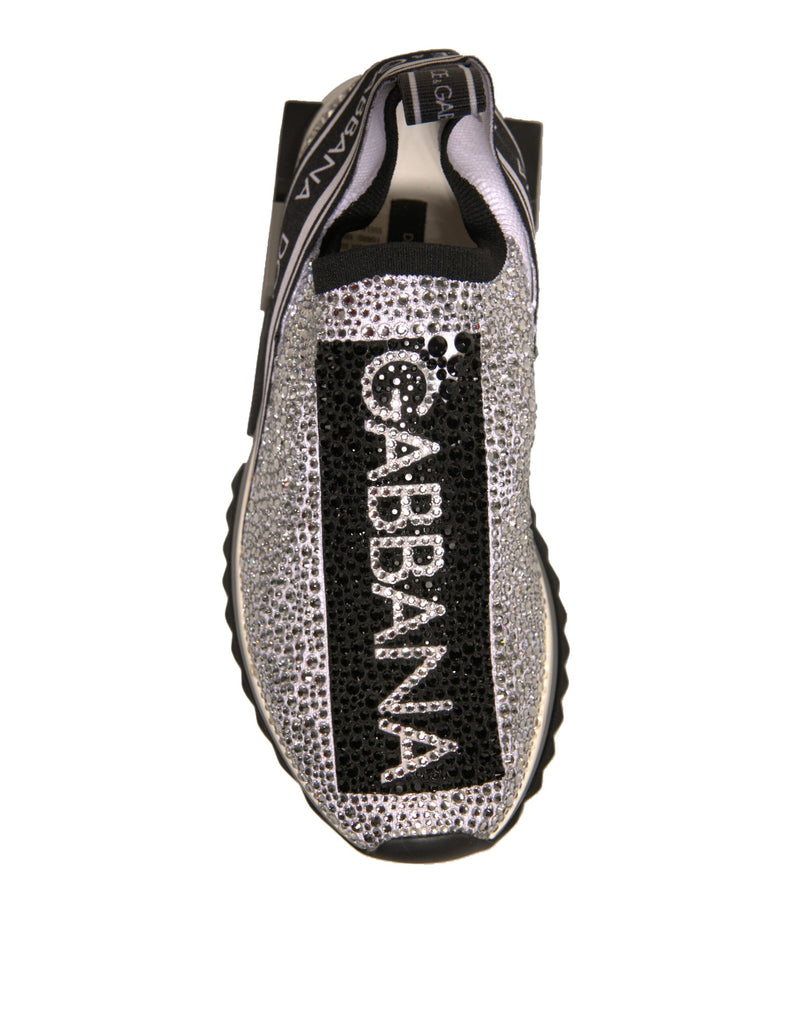 Dolce & Gabbana Sorrento Sneakers avec Strass Argentés
