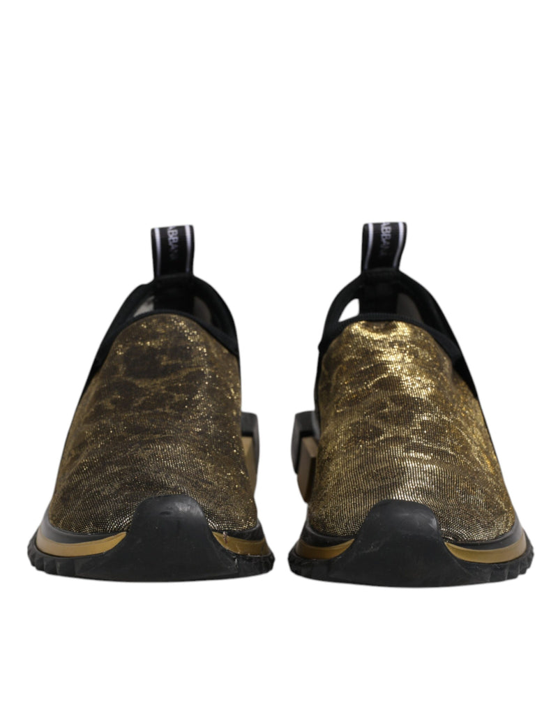 Dolce & Gabbana Sorrento Gold Glitter Leopard Sneakers
