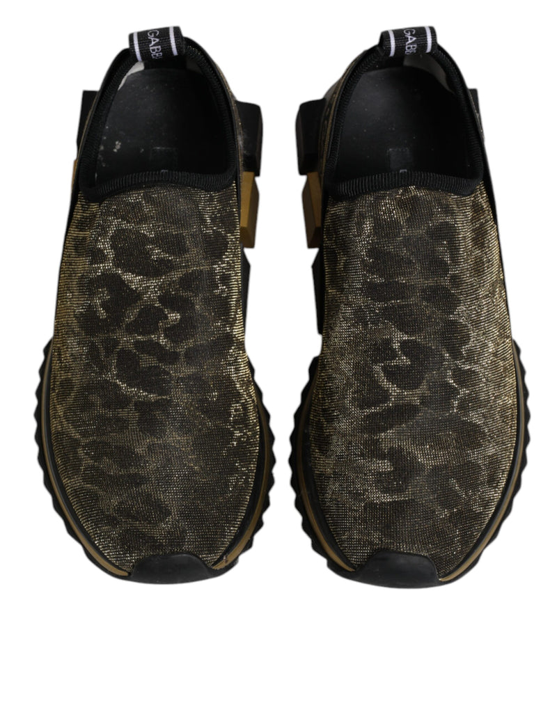 Dolce & Gabbana Sorrento Gold Glitter Leopard Sneakers