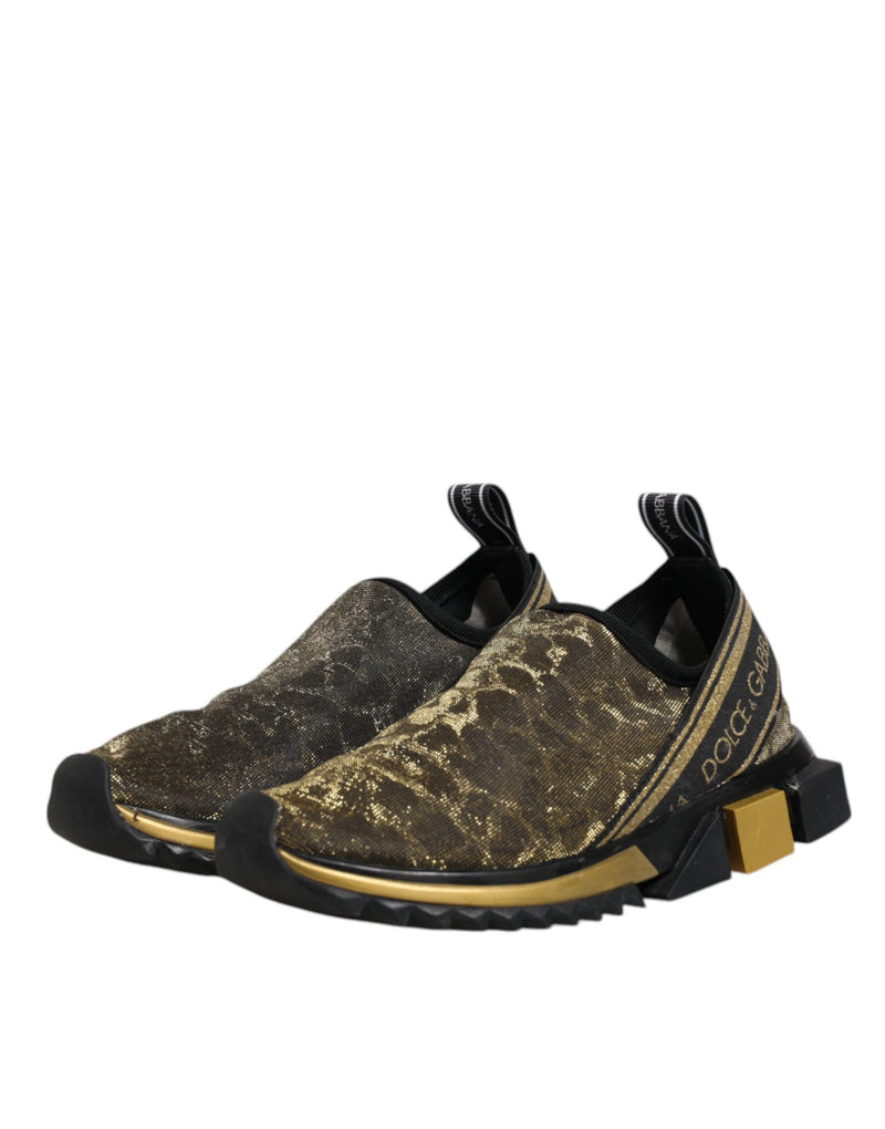 Dolce & Gabbana Sorrento Gold Glitter Leopard Sneakers