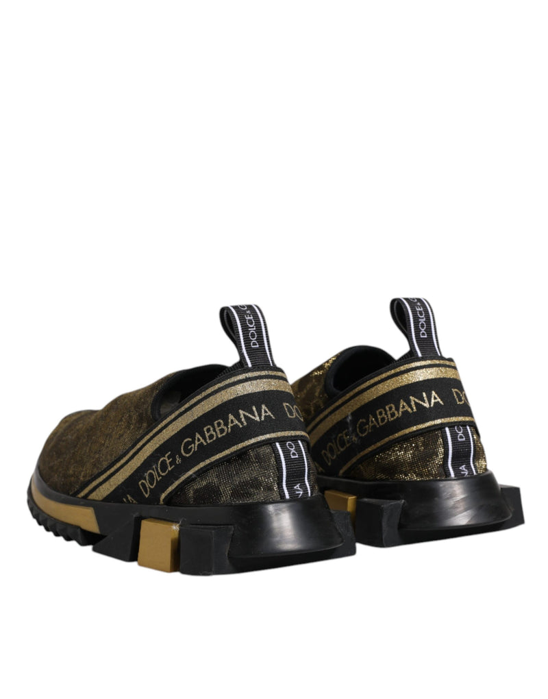 Dolce & Gabbana Sorrento Gold Glitter Leopard Sneakers