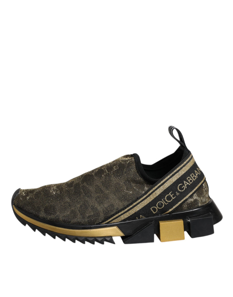 Dolce & Gabbana Sorrento Gold Glitter Leopard Sneakers