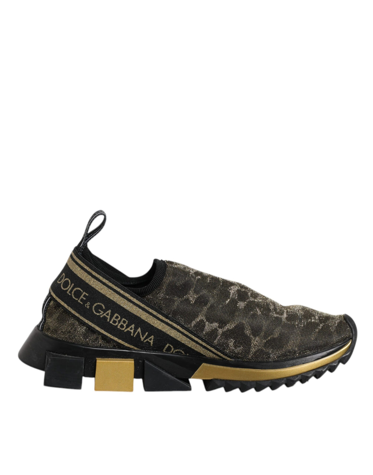 Dolce & Gabbana Sorrento Gold Glitter Leopard Sneakers