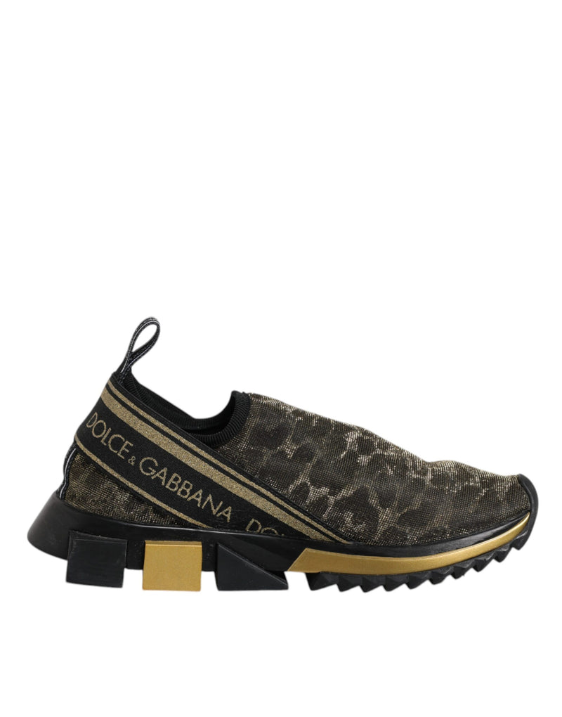 Dolce & Gabbana Sorrento Gold Glitter Leopard Sneakers