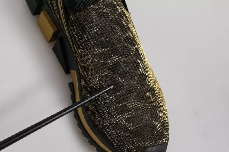 Dolce & Gabbana Sorrento Gold Glitter Leopard Sneakers