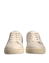 Dolce & Gabbana White Suede Leather Low Top Sneakers