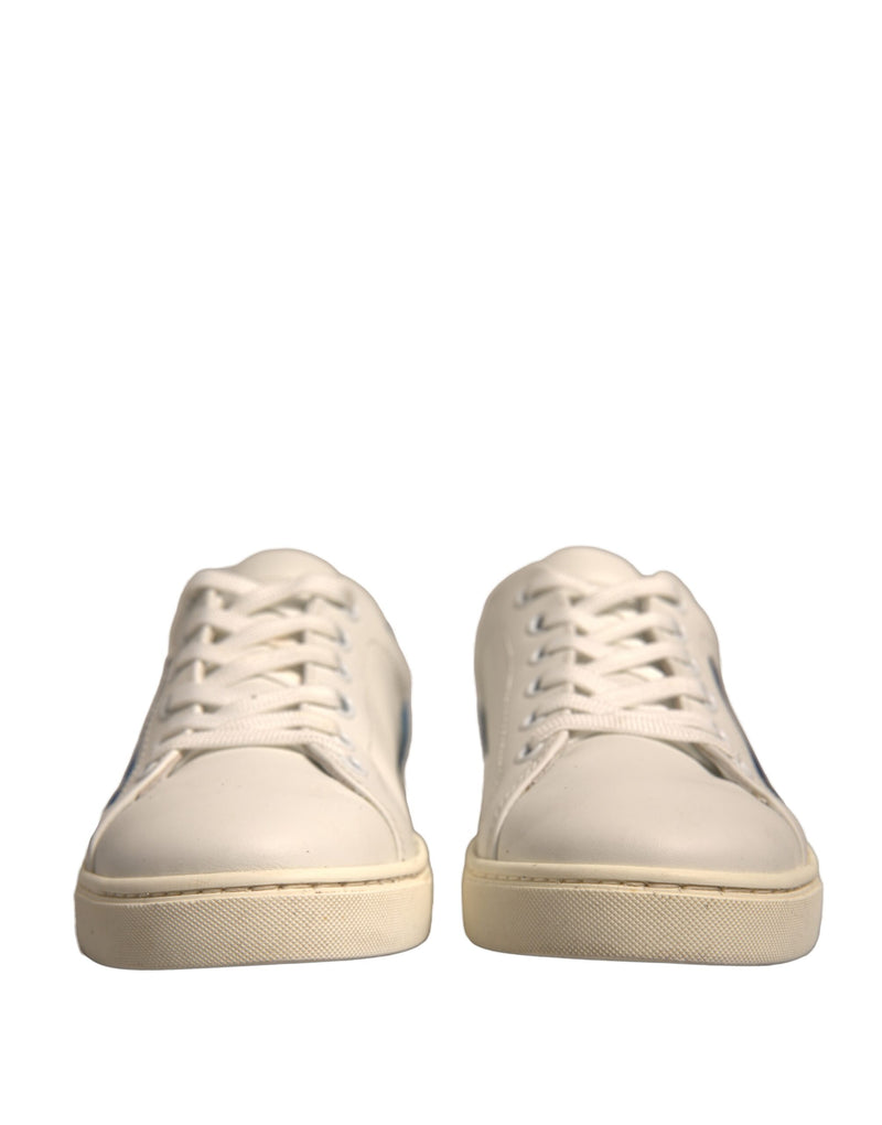 Dolce & Gabbana White Suede Leather Low Top Sneakers