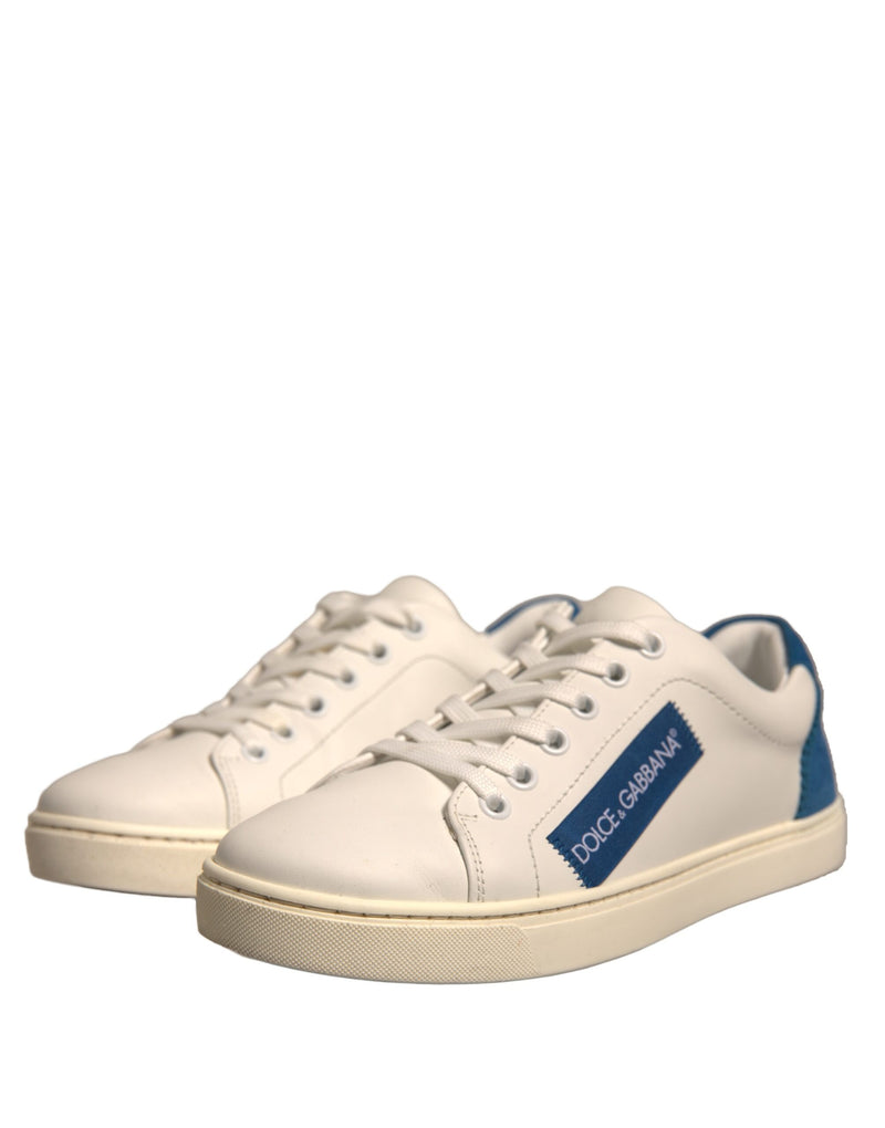 Dolce & Gabbana White Suede Leather Low Top Sneakers