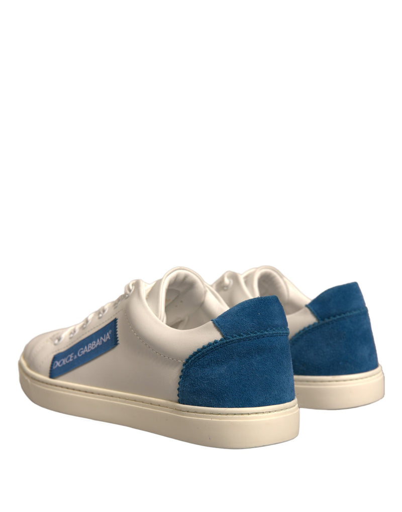 Dolce & Gabbana White Suede Leather Low Top Sneakers