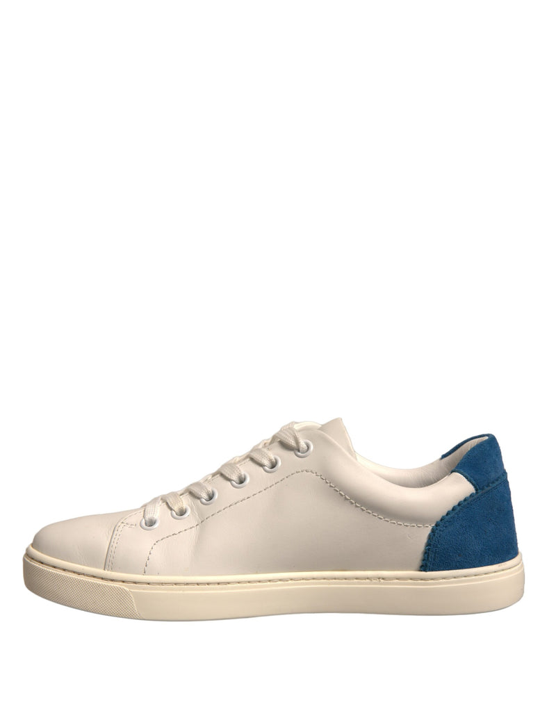 Dolce & Gabbana White Suede Leather Low Top Sneakers
