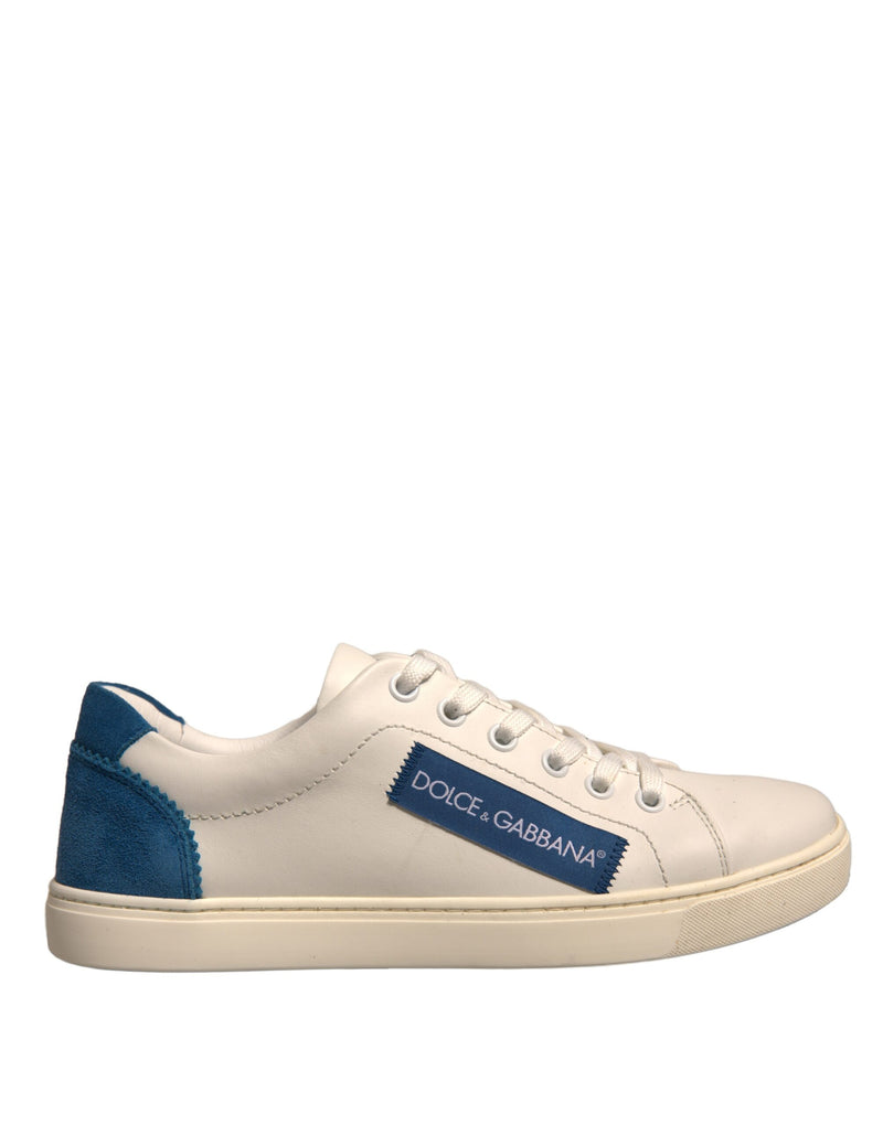 Dolce & Gabbana White Suede Leather Low Top Sneakers