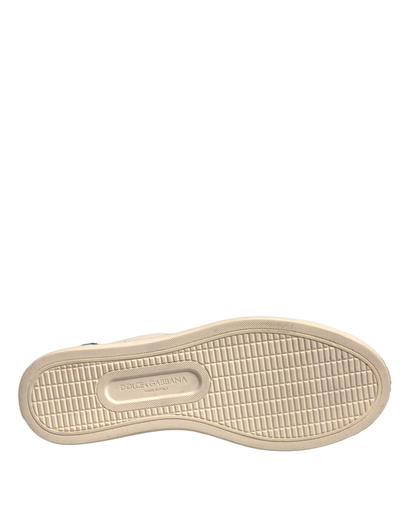 Dolce & Gabbana White Suede Leather Low Top Sneakers