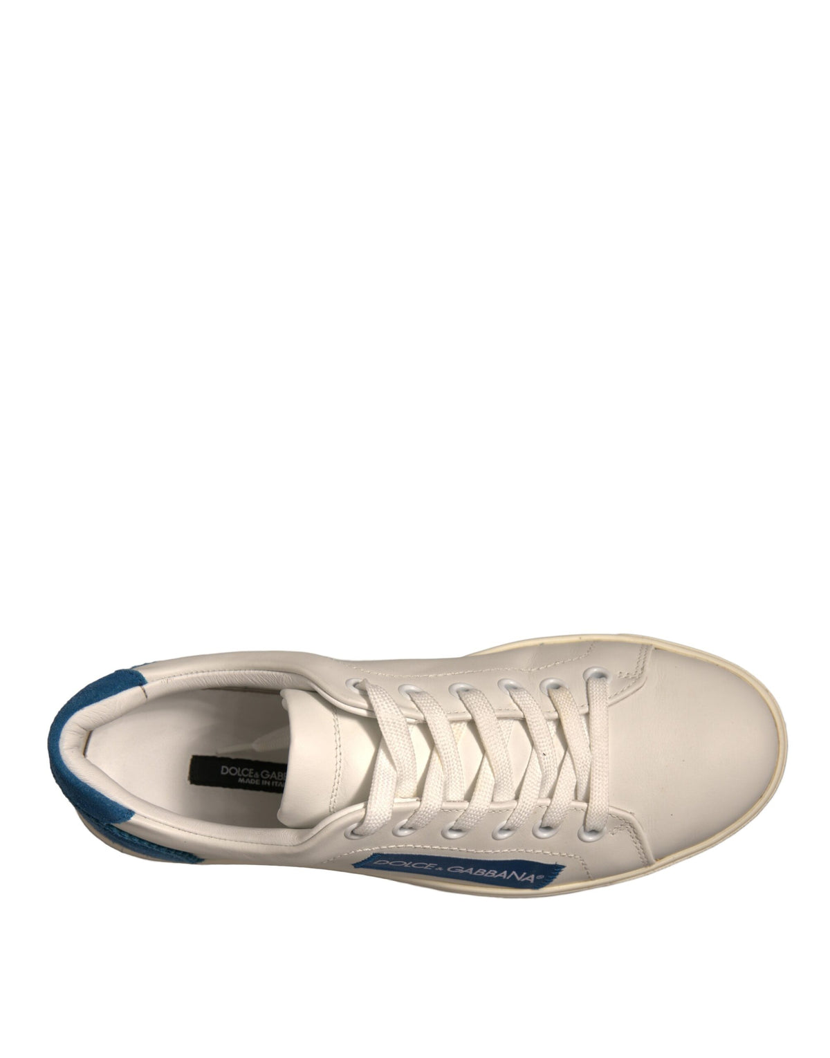 Dolce & Gabbana White Suede Leather Low Top Sneakers