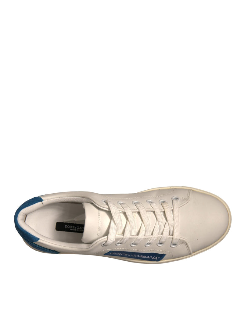 Dolce & Gabbana White Suede Leather Low Top Sneakers
