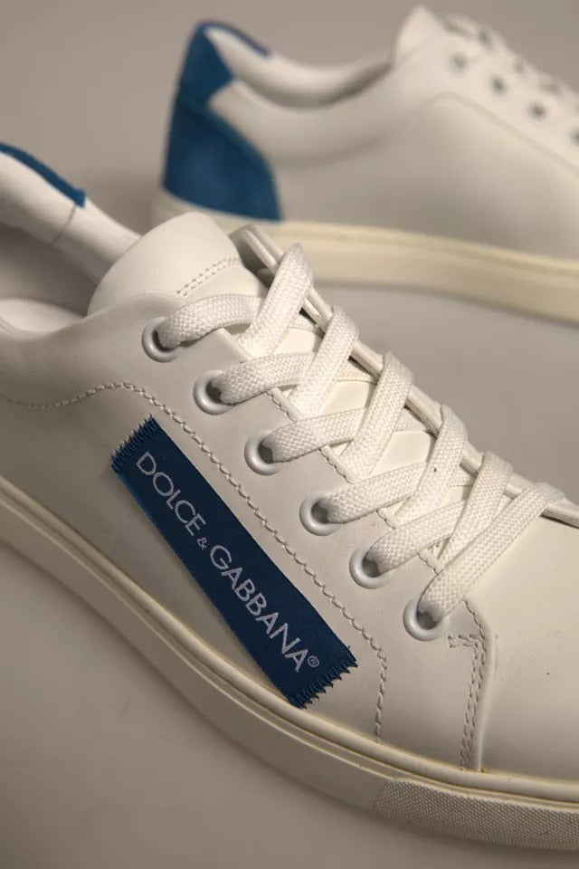 Dolce & Gabbana White Suede Leather Low Top Sneakers