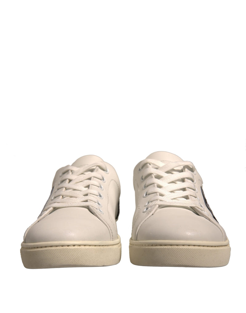 Dolce & Gabbana White Suede Leather Low Top Sneakers