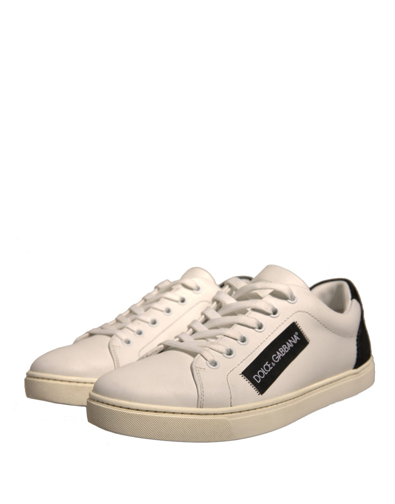 Dolce & Gabbana White Suede Leather Low Top Sneakers