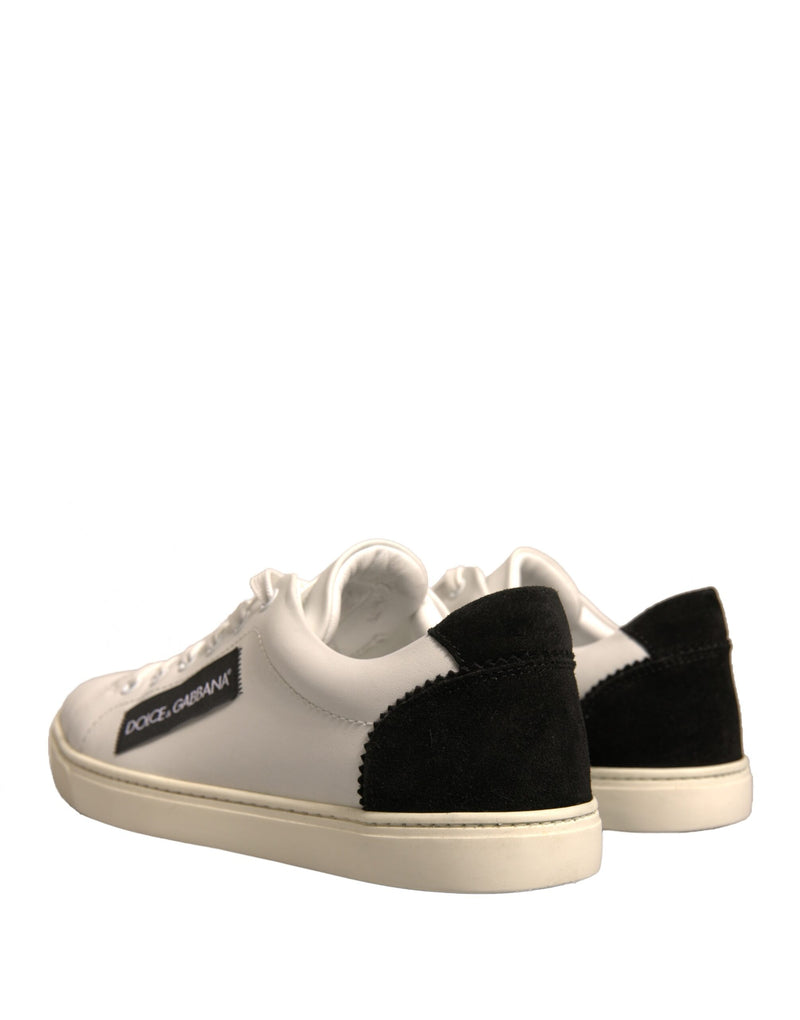 Dolce & Gabbana White Suede Leather Low Top Sneakers