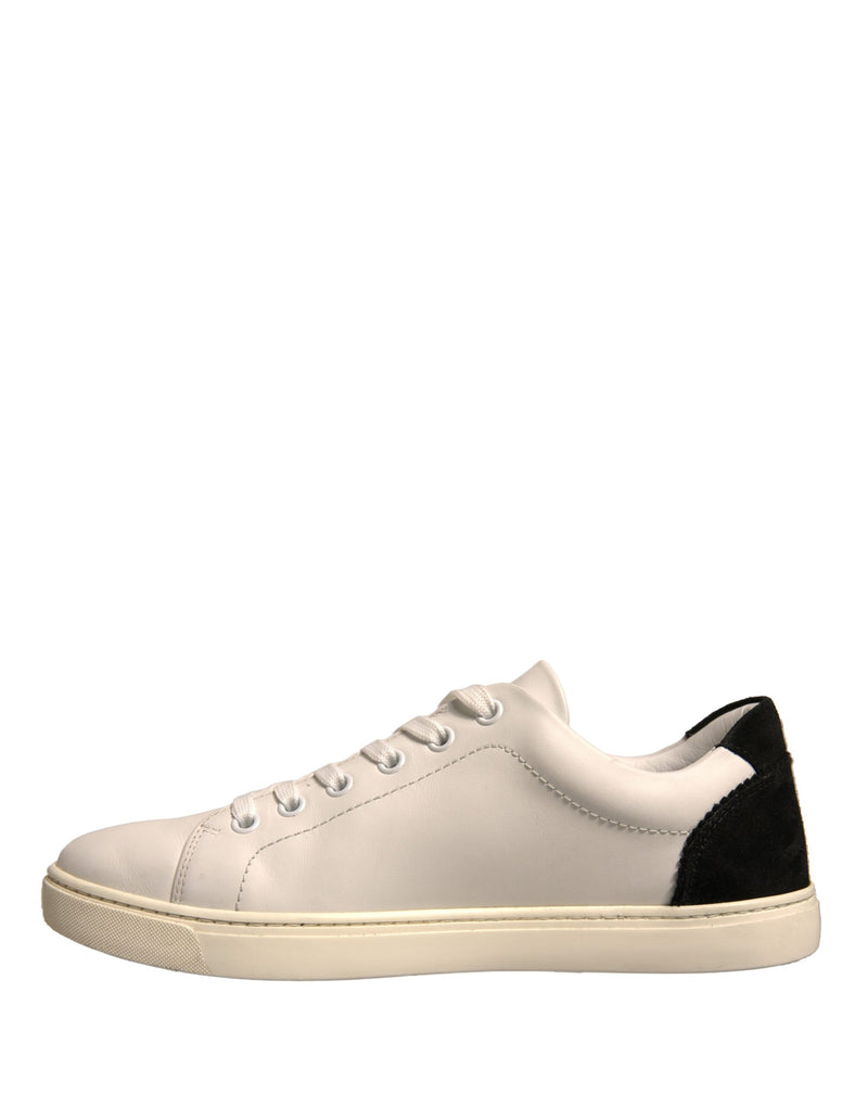 Dolce & Gabbana White Suede Leather Low Top Sneakers