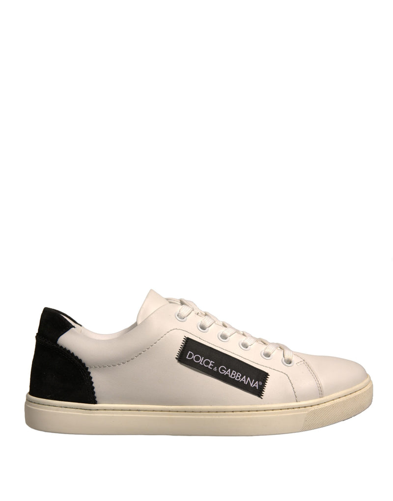 Dolce & Gabbana White Suede Leather Low Top Sneakers