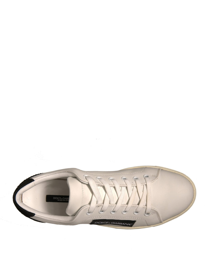 Dolce & Gabbana White Suede Leather Low Top Sneakers