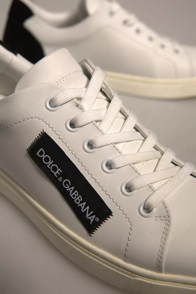 Dolce & Gabbana White Suede Leather Low Top Sneakers