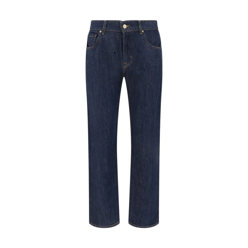 7FOR Blauwe katoenen jeans met rechte pijpen