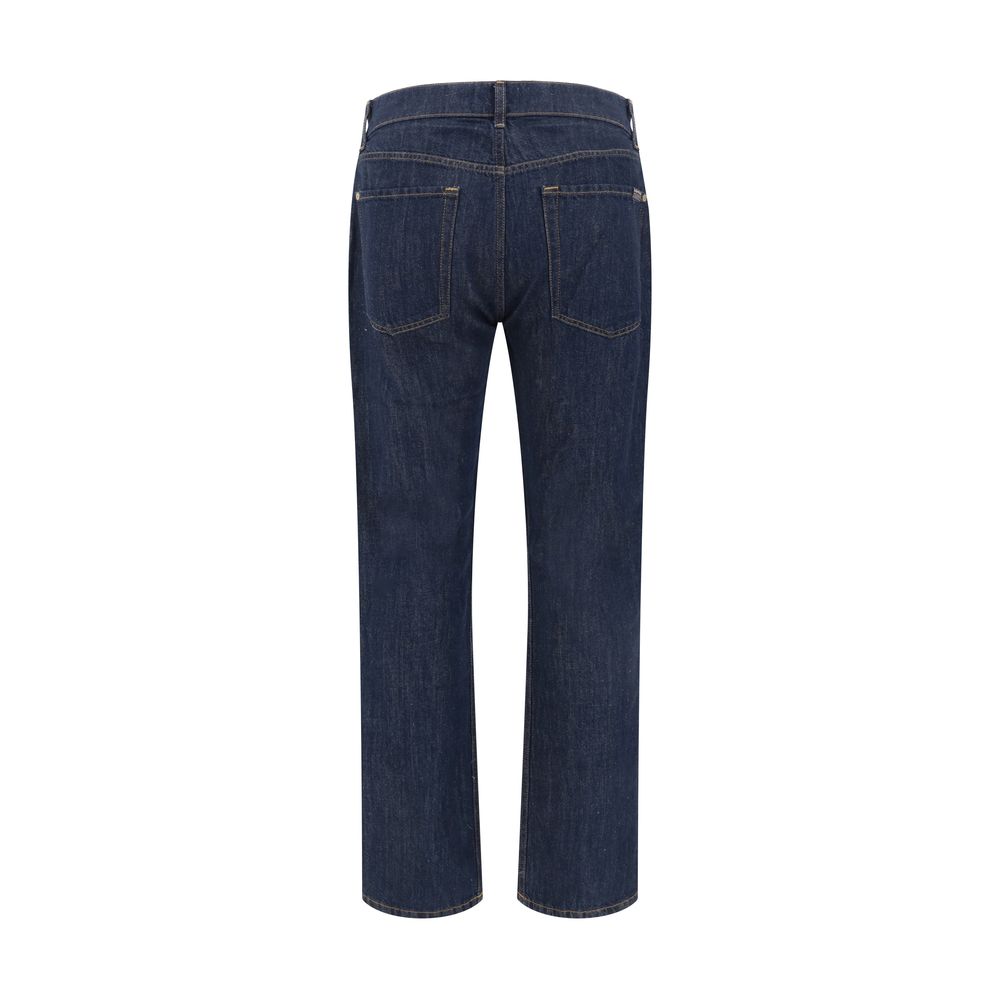 7FOR Blue Cotton Straight-Leg Jeans for Men - Stylish Comfort