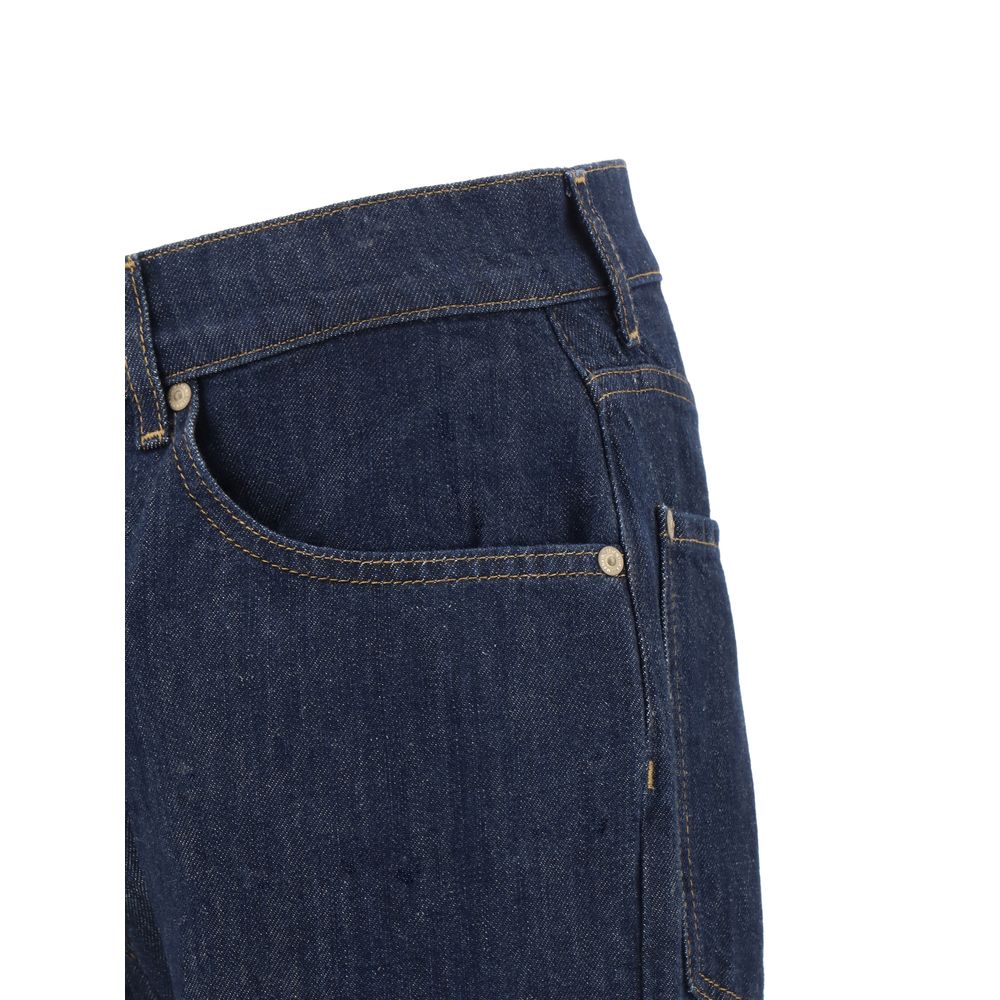 7FOR Blue Cotton Straight-Leg Jeans for Men - Stylish Comfort