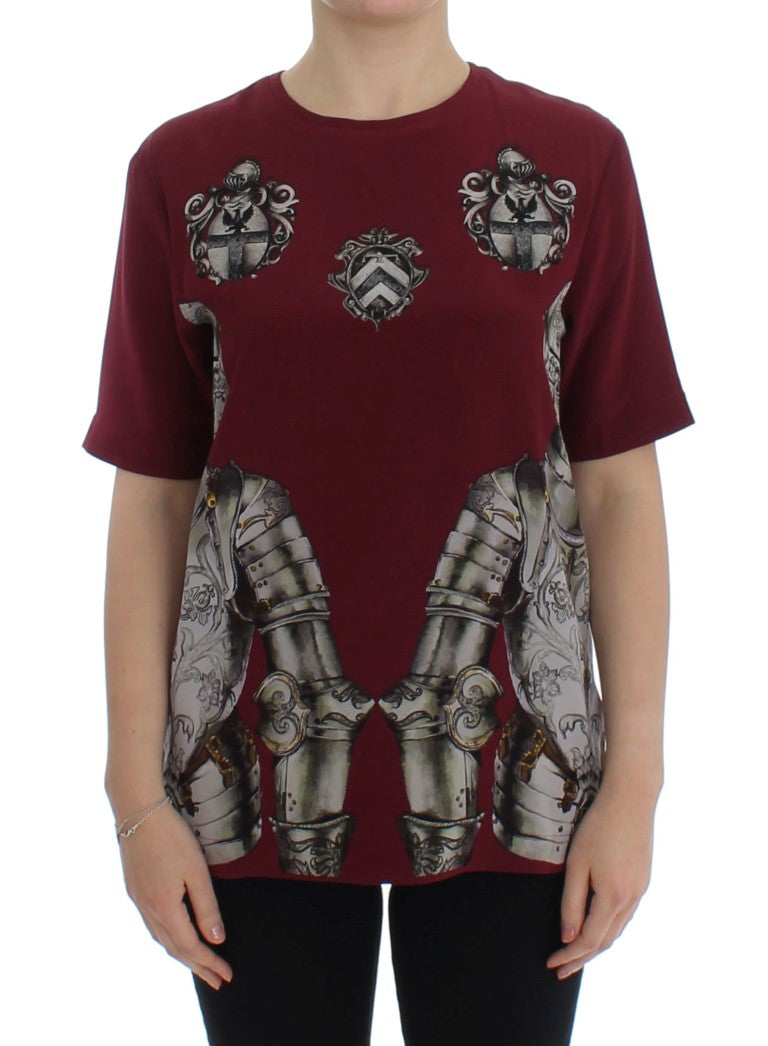 Dolce & Gabbana Rode Ridderprint Zijden Blouse T-shirt