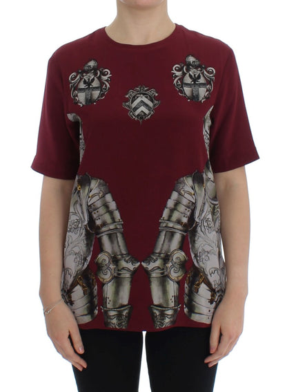 Dolce & Gabbana Rode Ridderprint Zijden Blouse T-shirt