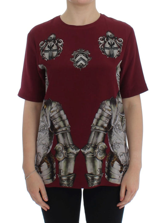 Blouse en soie à imprimé chevalier rouge de Dolce & Gabbana, modèle T-shirt