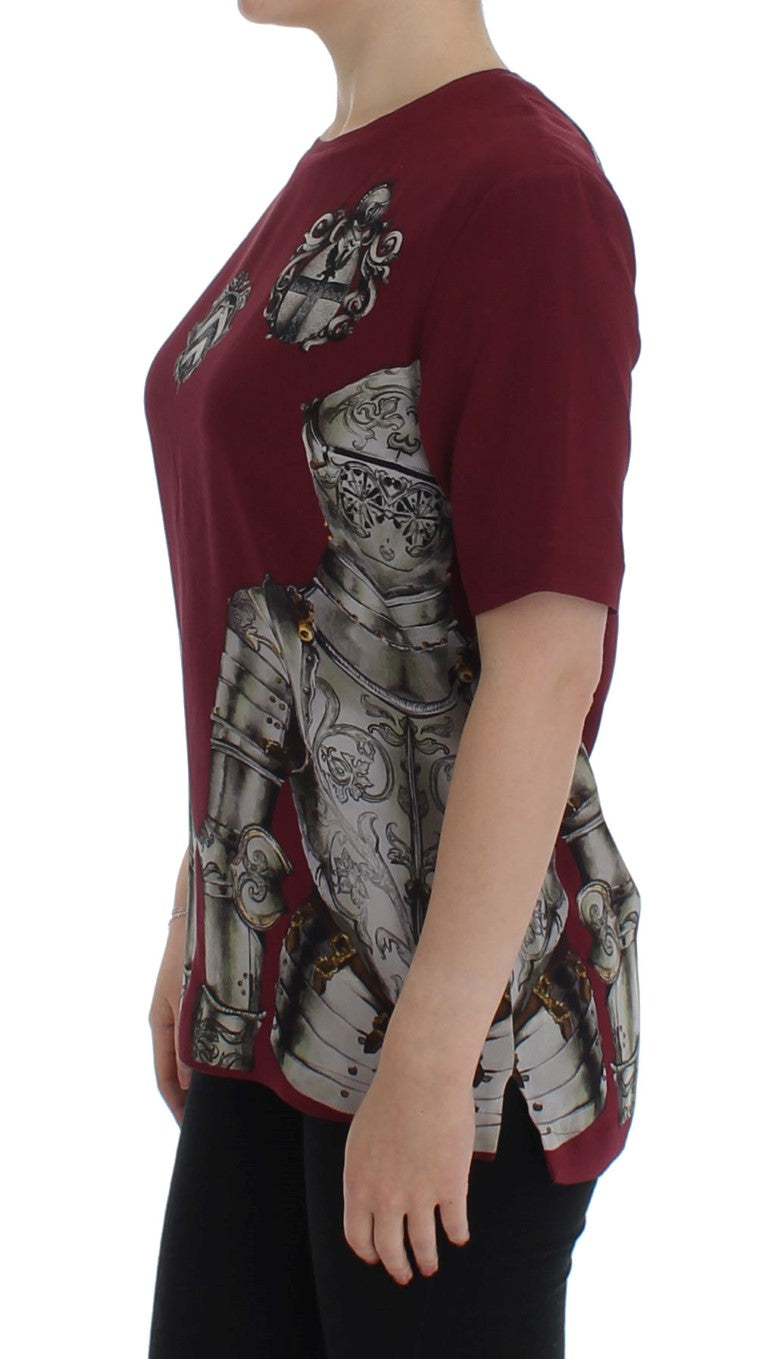 Dolce & Gabbana Rode Ridderprint Zijden Blouse T-shirt
