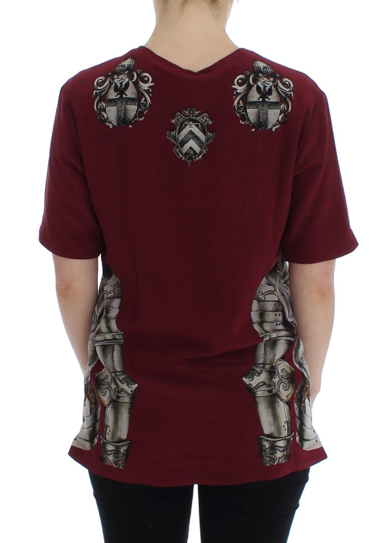 Dolce & Gabbana Rode Ridderprint Zijden Blouse T-shirt