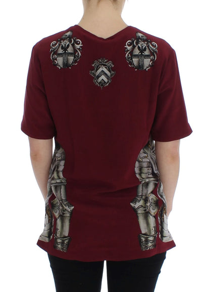 Dolce & Gabbana Rode Ridderprint Zijden Blouse T-shirt