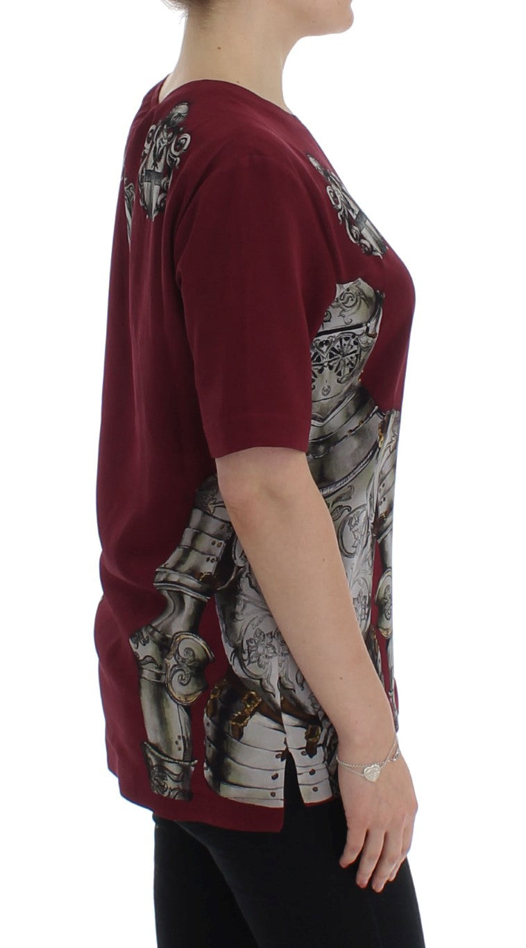 Dolce & Gabbana Rode Ridderprint Zijden Blouse T-shirt