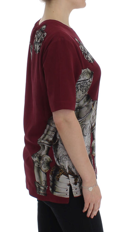 Dolce & Gabbana Rode Ridderprint Zijden Blouse T-shirt