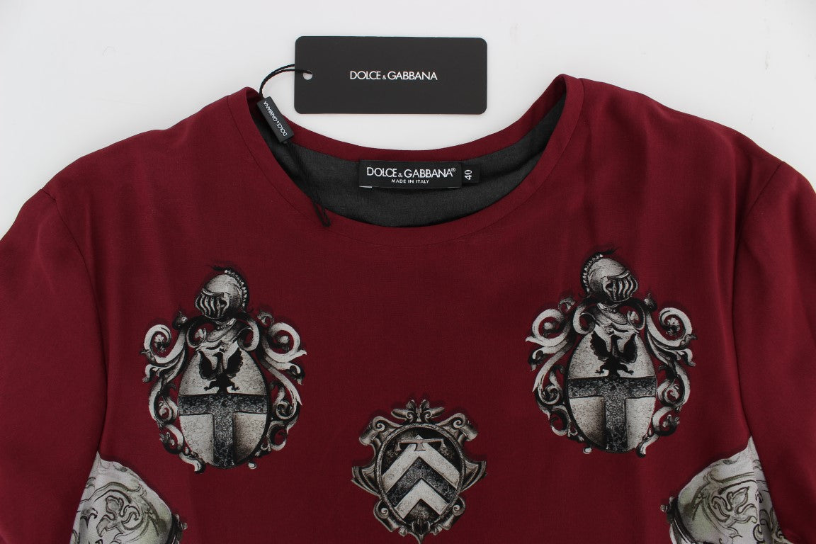 Dolce & Gabbana Rode Ridderprint Zijden Blouse T-shirt