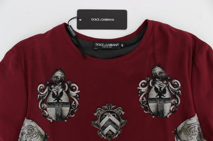 Dolce & Gabbana Rode Ridderprint Zijden Blouse T-shirt