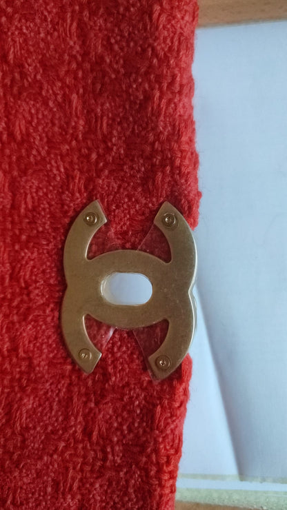 Sac à main Chanel en tweed rouge à deux compartiments avec chaîne, taille moyenne