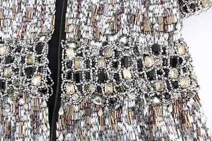 Robe de créateur Dolce & Gabbana, argentée, confectionnée à la main, issue d'un défilé.